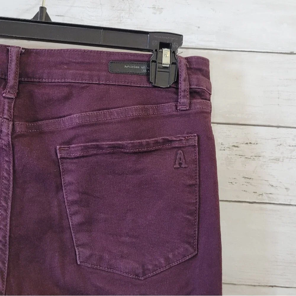 Articles of Society Sarah Cut Off Hem Ankle Skinny Jeans in Boise / Plum Size 28